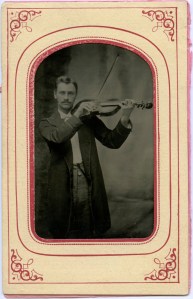 Tintype, Violinist, in presentation mat