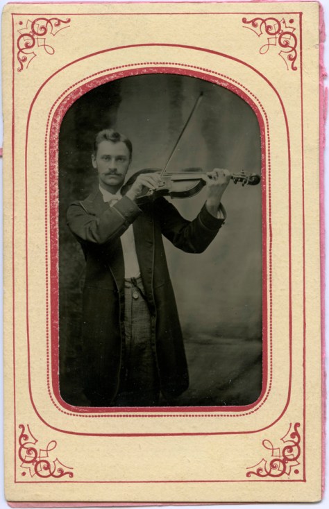 Tintype, Violinist, in presentation mat