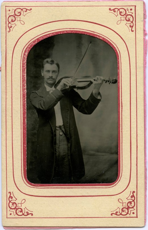 Tintype, Violinist, in presentation mat