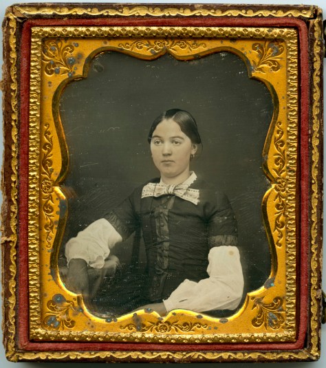 Anonymous Daguerreotype, Young Girl, Hand-colored, in Half Case