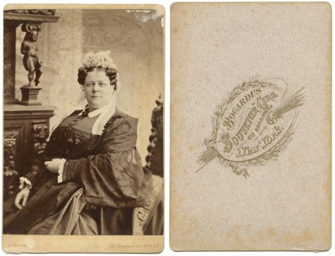 Plump lady cabinet card, Bogardus Studio