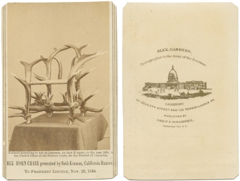 Seth Kinman's Elkhorn Chair, Presented to A. Lincoln, November 26, 1864