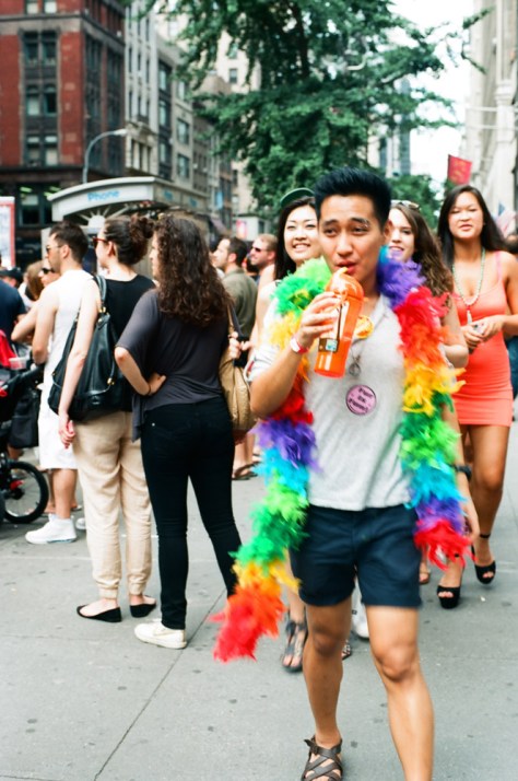 Asian guy with rainbow boa, NY Pride 2012