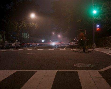Daring Cyclist, Fog, 11th & Euclid
