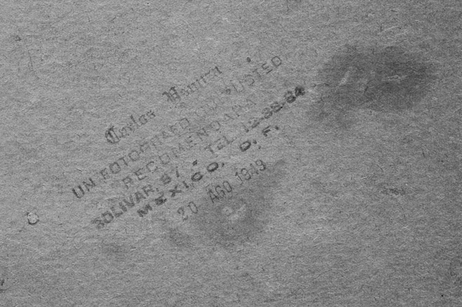 Photographer's imprint, verso, Boy in Toreador Suit