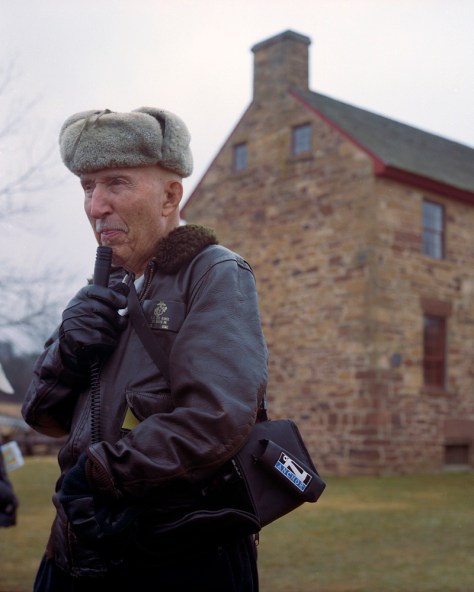 Ed Bearss talking in front of the Stone House, Manassas Battlefield