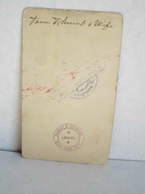 Verso, Tom Thumb & Lavinia Warren, Bridgeport, CT