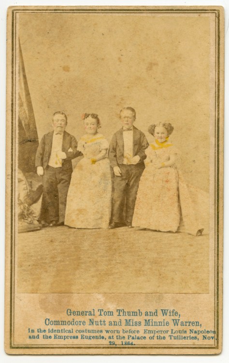 The Strattons, George Nutt and Minnie Warren in their Tuilieries outfits