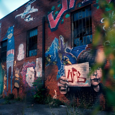 Graffiti, Chain Link Fence, Twilight
