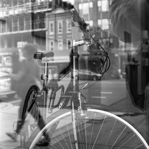Bicycle, Pedestrian, Gallery Window, Self-Portrait