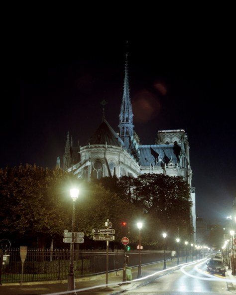 Notre Dame, Rear View, Night