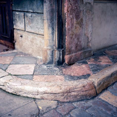 Red and Black Marble Sidewalk, 17th Century Courtyard