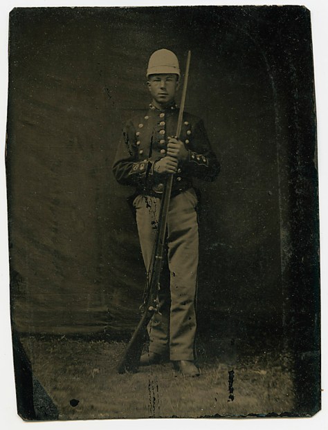Soldier in Pith Helmet Tintype, out of packet