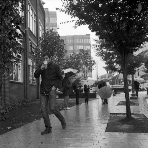 Starbucks Man, in the Rain