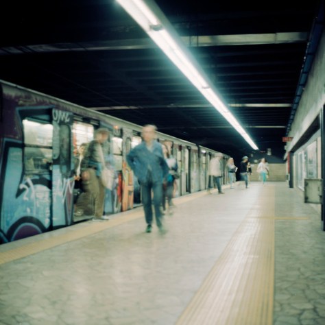 Exiting the Train, Metro, Rome