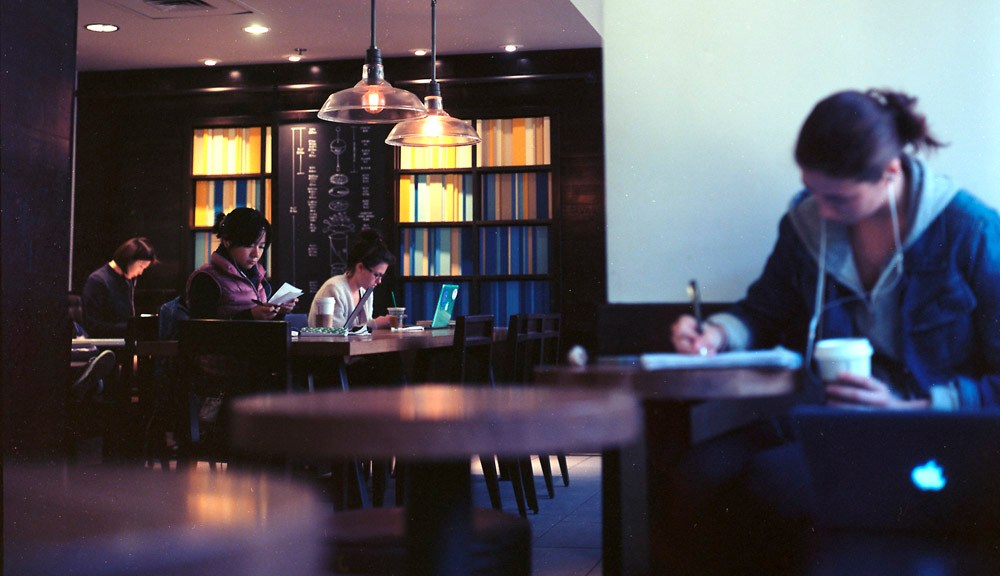 Students at Starbucks